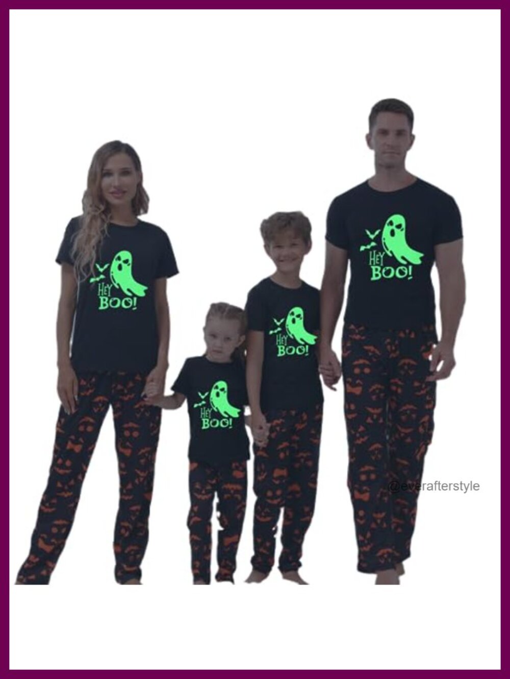 Halloween Family Matching Pajama Set Glow Dark Ghost Print Loungewear